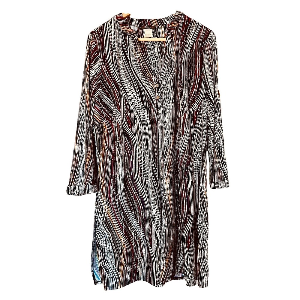 Cocomo Woman Button Front Tunic Top Size XL Slinky Travel Stretch Beach
